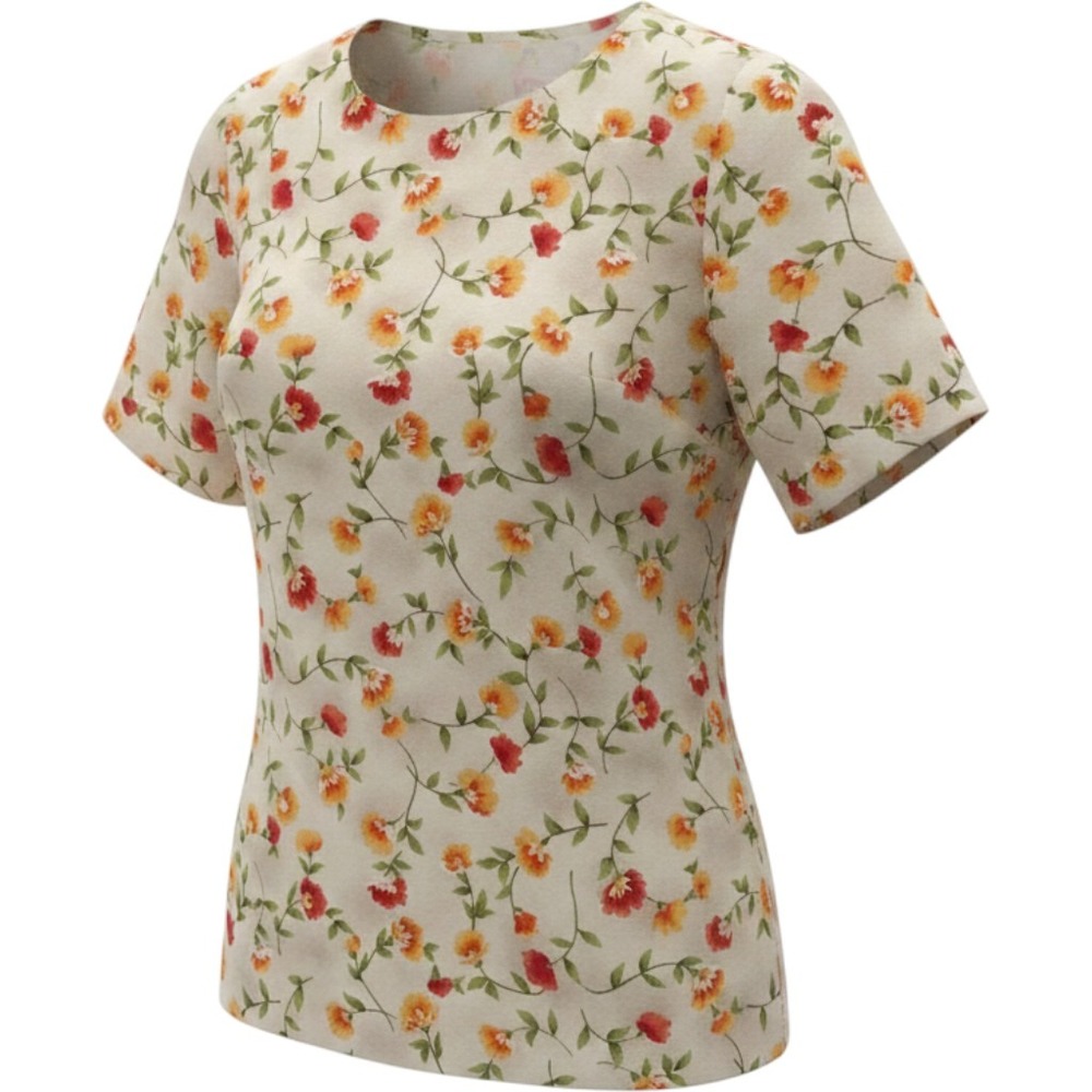 Kathie Lee Collection Floral Blouse Womens‎ Size 8 Beige Excellent Vintage 90s